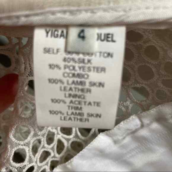 Yigal Azrouel Moto Jacket Size 4 All Over Netting Crochet Lace Leather white - Picture 10 of 11